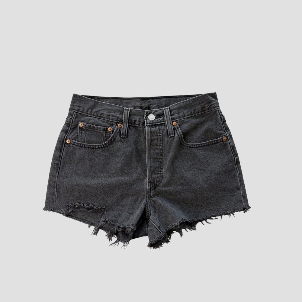 Levi's 501 Original Cutoff Denim Shorts Womens W26 Gray High Rise Frayed Hem